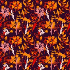 Seamless dark pattern with wildflowers