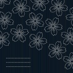 Japanese quilting Sashiko card Sakura flowers