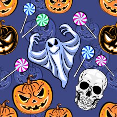 Seamless Halloween pattern with a pumpkin Party desig
