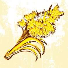 Hand drawn flowers on grunge background
