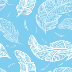 Vector Blue Feather Seamless Pattern