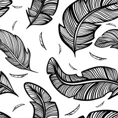 Vector Black and White Feather Seamless Pattern