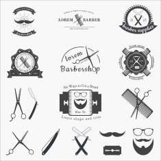 Big set of vintage barbershop logos N2