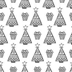 Christmas tree and gift vector seamless pattern N2