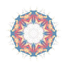 Round vector shape molecular construction with connected lines and dots