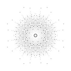 Round vector shape molecular construction with connected lines and dots N2