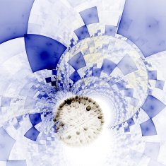Abstract composition with circular checkered pattern N7