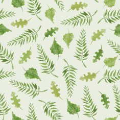 Green leafs seamless pattern in watercolor