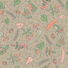 wild berries and leaves seamless pattern colorful vector background