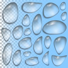 Set of transparent drops in pale grey colors Vector