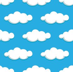 White clouds on blue sky seamless pattern