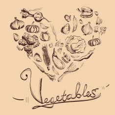 Hand drawn vegetables set with beige background