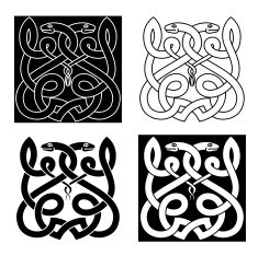 Celtic snakes ornament with tribal elements