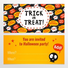 Bright Halloween party invitation design template horizontal N3