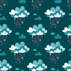 Autumn seamless pattern with bright rainy clouds N2