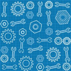Vector seamless pattern with a wrench and gears