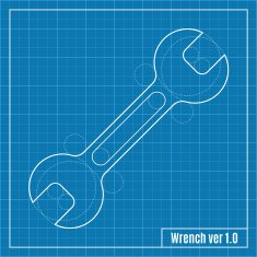 Blueprint of wrench Vector illustration