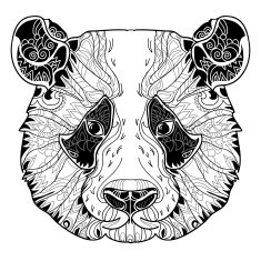 Panda head doodle on white background N2
