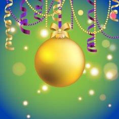 New Year greeting card Christmas Ball with bow and ribbon N11