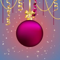 New Year greeting card Christmas Ball with bow and ribbon N15