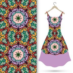 Vector seamless pattern and women's dress on a hanger N2