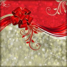 Greeting card with red bow N2