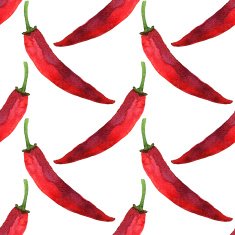 Watercolor seamless pattern with red hot chili peppers