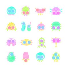 set of simple minimal flat monster characters N2