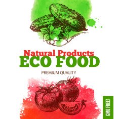 Eco food menu background Watercolor and hand drawn sketch veget N7