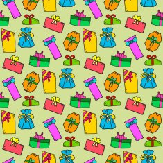 Seamless pattern with doodle gift box on light background N4
