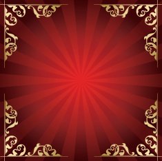 red background with golden ornamental corners - vector