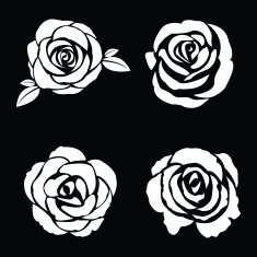 Black silhouette of rose set