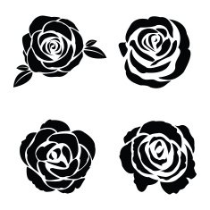 Black silhouette of rose set N2