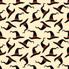 Seamless background with witch hats