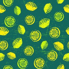 Seamless pattern with ink hand drawn lemons and limes
