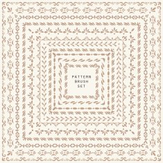 Vector decorative square frame and pattern brush set