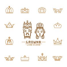 Set of crown line icons