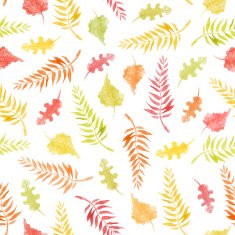 Fall leafs seamless pattern in watercolor