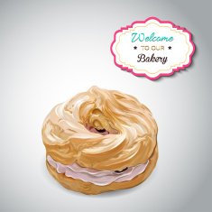 Realistic vector sweet cute colorful donut with pink cream