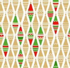 Christmas toys gold red green white background seamless
