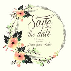 Vector invitation card with watercolor elements Wedding collection N4