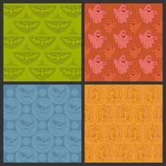 Set of Halloween vector seamless patterns