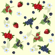 seamless pattern of strawberry raspberry blueberry