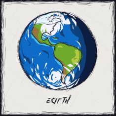 Sketch color illustration Sign Planet Earth N2