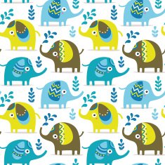 Seamless pattern with elephants plants jungle animals N2