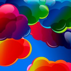 Abstract background with colorful illuminated clouds