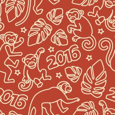 Seamless pattern with monkeys symbol of the 2016 year N2