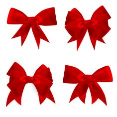 Shiny red satin bow Set EPS 10