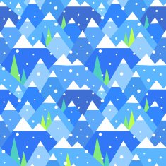 Winter geometric mountain landscape seamless pattern - Illustration