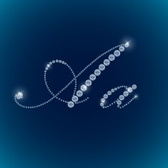 Shiny diamond alphabet letters blue background